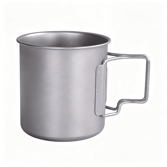 BPPEG Camping Mug Titanium Cup with Foldable Handle 14.3oz/420ml T-3024D|Backpacking Coffee Mug Titanium Pots Outdoor Camping Water Mugs Tableware Canteen Cup