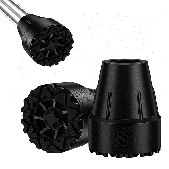 BPPEG Cane Tips 3/4 Inch,2Pcs Non-Slip Rubber Tips for Canes,Crutches,And Walking Sticks,Heavy Duty Traction Base with Metal Insert for Superior Grip and Stability