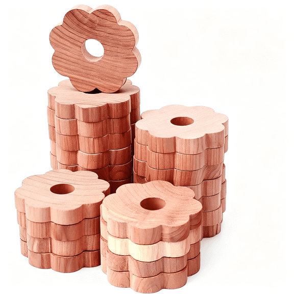 BPPEG Cedar Blocks for Clothes Storage,10/20/30Pcs Cedar Rings Cedar Chips for Closets and Drawers,Cedar for Closets Scented Cedar Wood Flowers Closet Freshener