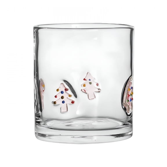 BPPEG Christmas Juice Glass 14 Ounce Themed Drinking Cocktails Glasses for Party Cute Double Old Fashioned Reusable Cups for Home Bar,Christmas Decor Old Fashioned Glasses