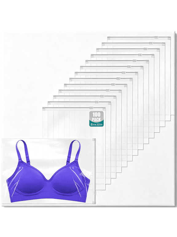 Clear Swimsuit Organizer Bags 100 Pack,8X10" Waterproof Reusable Zipper Storage Bags,Portable Travel Packing Bags for Bikini,Underwear,Clothes&Toiletries