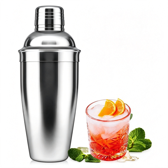BPPEG Cocktail Shaker,Drink Mixer with Built-In Strainer for Mixing Drinks Margaritas,Beginner Friendly Mixer Bar Utensil Tool Cocktail Shaker with Strainer(Sliver-01)