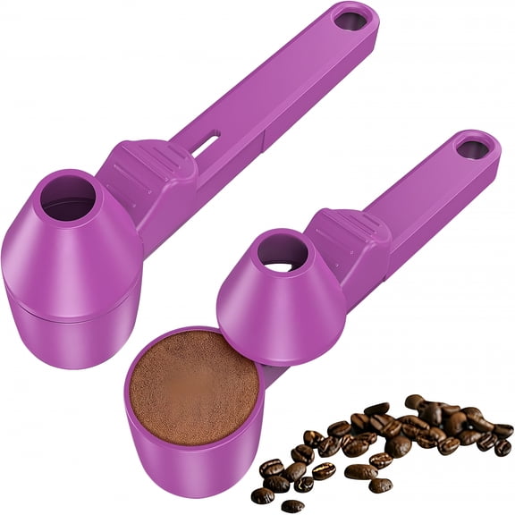 BPPEG Coffee Scoop & Funnel for Reusable K Cup Refillable Coffee Pods,Coffee Measuring Spoon 2 Tablespoon Capacity,Scoop with Funnel for Ground Coffee,Protein Powder,Tea (Purple,2 Pack)