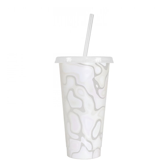 BPPEG Color Changing 24Oz Reusable Plastic Cups with Lids & Straws - Bpa-Free Party Cups for Kids Adults,Iced Coffee Smoothie Drinks,Durable Dishwasher Safe Cups for Summer Outdoor Events