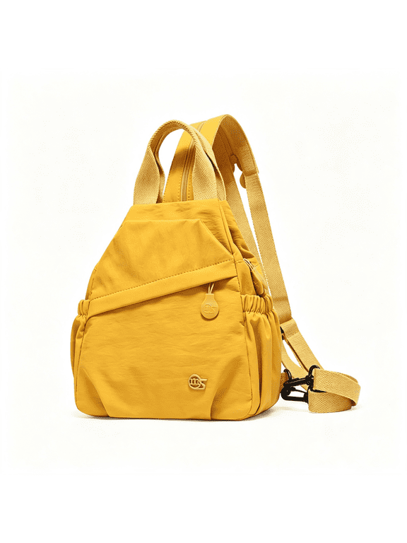 Convertible Sling Backpack for Women, Water-Resistant Lightweight Nylon Pack Hiking Travel Bag Yellow Backpack (Yellow)