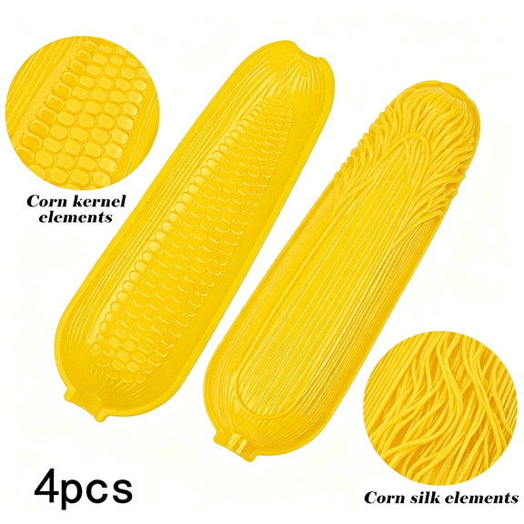 BPPEG Corn on the Cob Tray Set, 4 Trays, Yellow, Plastic, Rectangular, Corn on the Cob Dishes 9.5'L X 3'W X 1.3'H
