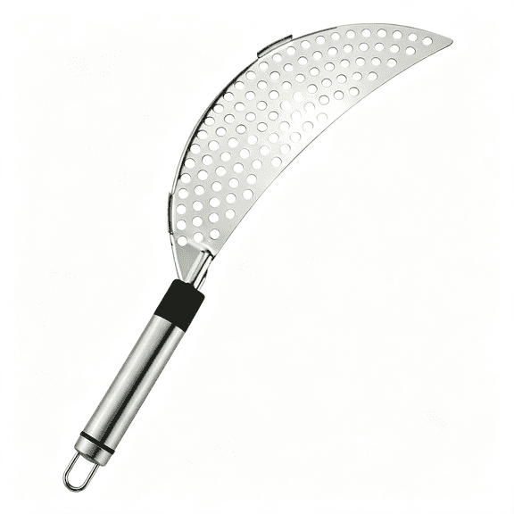 BPPEG Crescent Pot Strainer Stainless Steel Grease Pasta Strainer Insert Drainer with Handheld for Different Pot Pan Kitchen Tool Pot Strainer