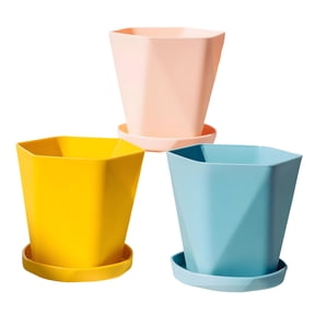 BPPEG Cute Plant Pots Small Pots for Plants, Colorful Plastic Mini Flower Pots with Drainage Hole and Tray for Indoor Plants, Outdoor Pots for Plants, Succulent Planters Home Garden Decor