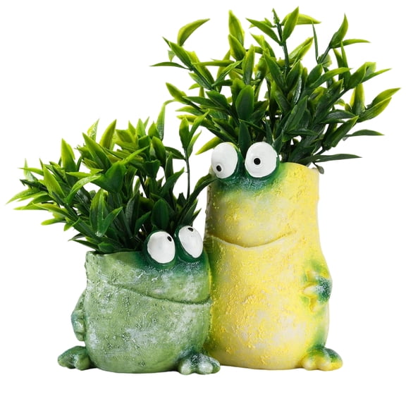 BPPEG Cute Plant Pots Small Pots for Plants, Double Mouth Frog Face Planter Flower Pots for Indoor Plants, Resin Succulent Planter Cute Plant Pots, Outdoor Pots for Plants Home Decor