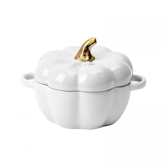 BPPEG Dutch Oven Pot with Lid,Pumpkin Pottery Dessert Saucepan,Covered Dutch Oven Ceramic Stockpot,Pumpkin-Shaped Casserole Dutch Pot