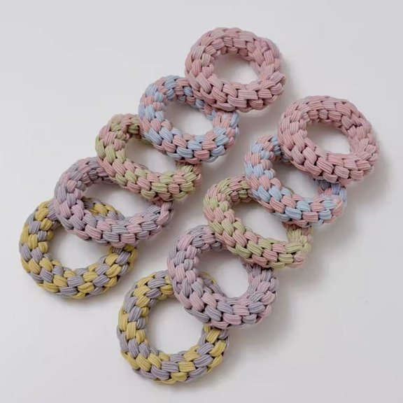 BPPEG Elastic Hair Ties for Women - No Damage, No Slip, No Pull Hair Bands - Comfortable Handmade Braided Polybands for Girls - 10-Pack Morandi Color Polyester Scrunchies