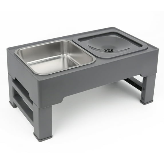 BPPEG Elevated Dog Bowls with Stainless Bowl,Adjust 4 Heights for Small Medium Large Dogs,Gray