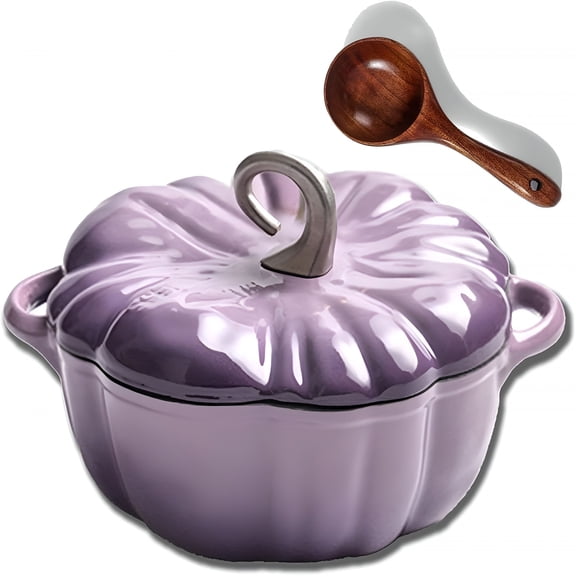 BPPEG Enameled Cast Iron Pumpkin Dutch Oven 4-Quart Non-Stick Fall-Themed Pot with Lid,Safe for All Stovetops,Oven Safe,Thanksgiving Cooking & Decor