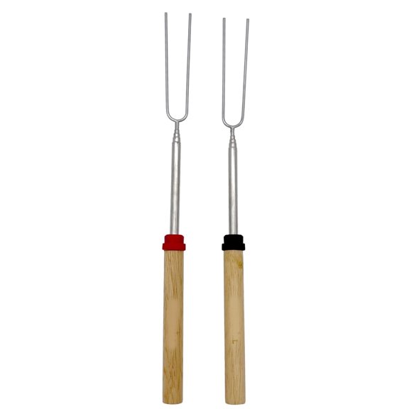 BPPEG Extendable Roasting Sticks 2-Pack 32",Dual Fork BBQ Skewers,Marshmallow & Hot Dog Roaster Forks,Camping Fire Pit,Durable marshmallow roasting sticks