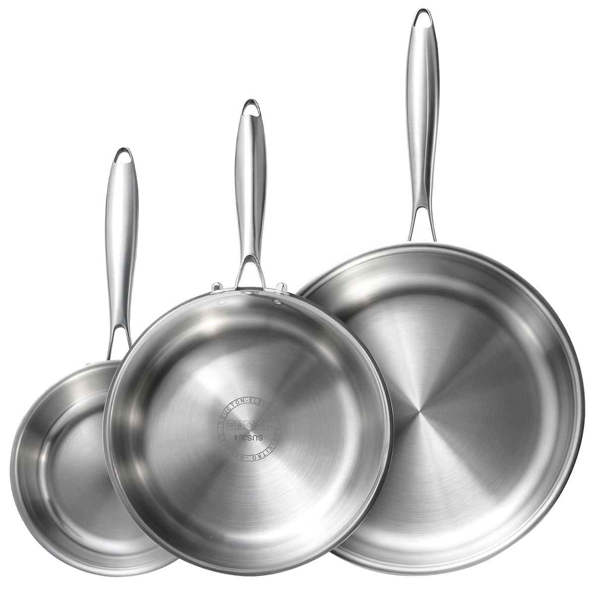 BPPEG Five-Ply Stainless Steel Frying Pan(8/10/12inch),Chef's Pans ...