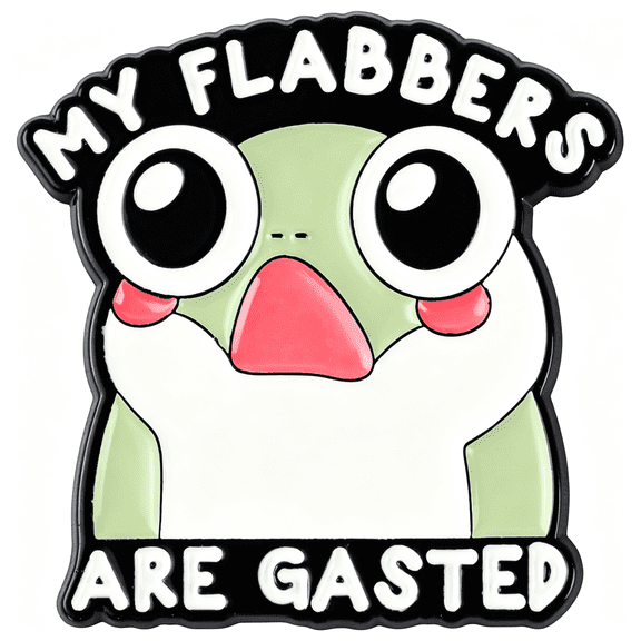 BPPEG My Flabbers Are Gasted Frog Meme Pin Brooch, Flabbergasted Pun Enamel Pin, Witty Wordplay Gift for Friend Coworker, Silly Frog Internet Meme Brooches, Emotional Overload Lapel Badge