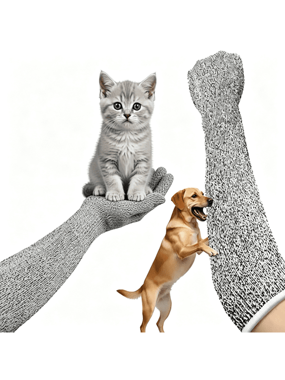 Flexible Pet Handling Sleeves Cat Shower Gloves,Cat Grooming Arm Sleeves,Anti-Scratch&Bite Resistant Protective Sleeves for Cats Puppy Birds(35Cm/13.8")