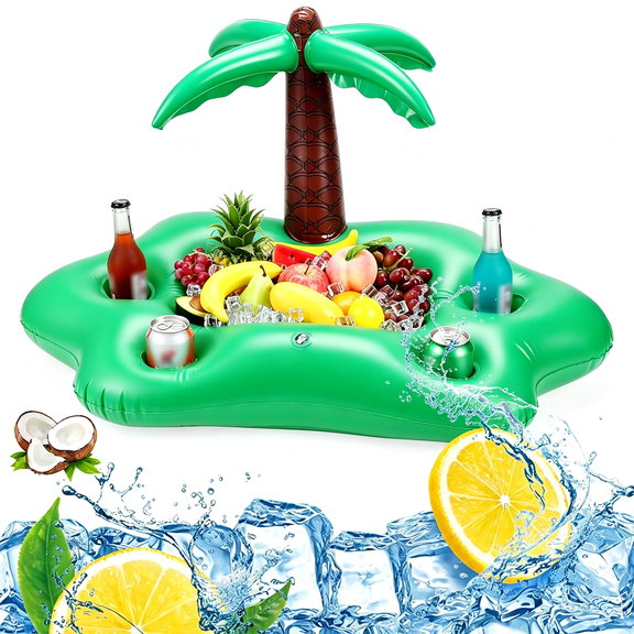 BPPEG Floating Drink Holder for Pool, Floating Cabana Bar, Hot Tub Drink Holder for Adults, Durable Inflatable Pool Bar Inflatable Pool Accessories(Coconut Tree)