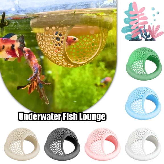 BPPEG Floating Fish Cave Aquarium Accessories for Betta and Shrimp,Fish Rest Lounge Fish Tank Decor Hiding Spot,3D Printed Floating Habitat-Green