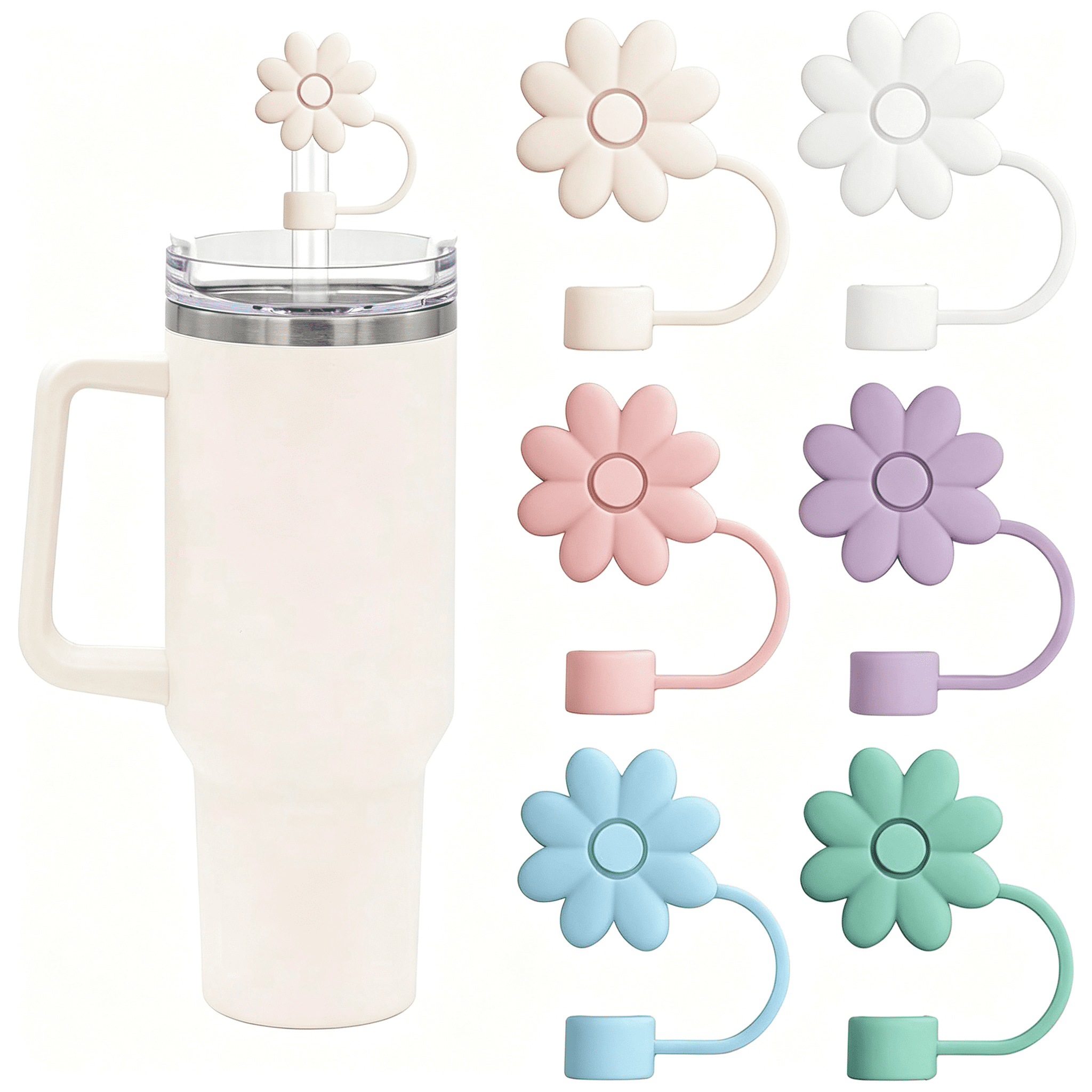 BPPEG Flower Straw Covers Toppers for Stanley Cups 30&40 Oz Tumbler ...