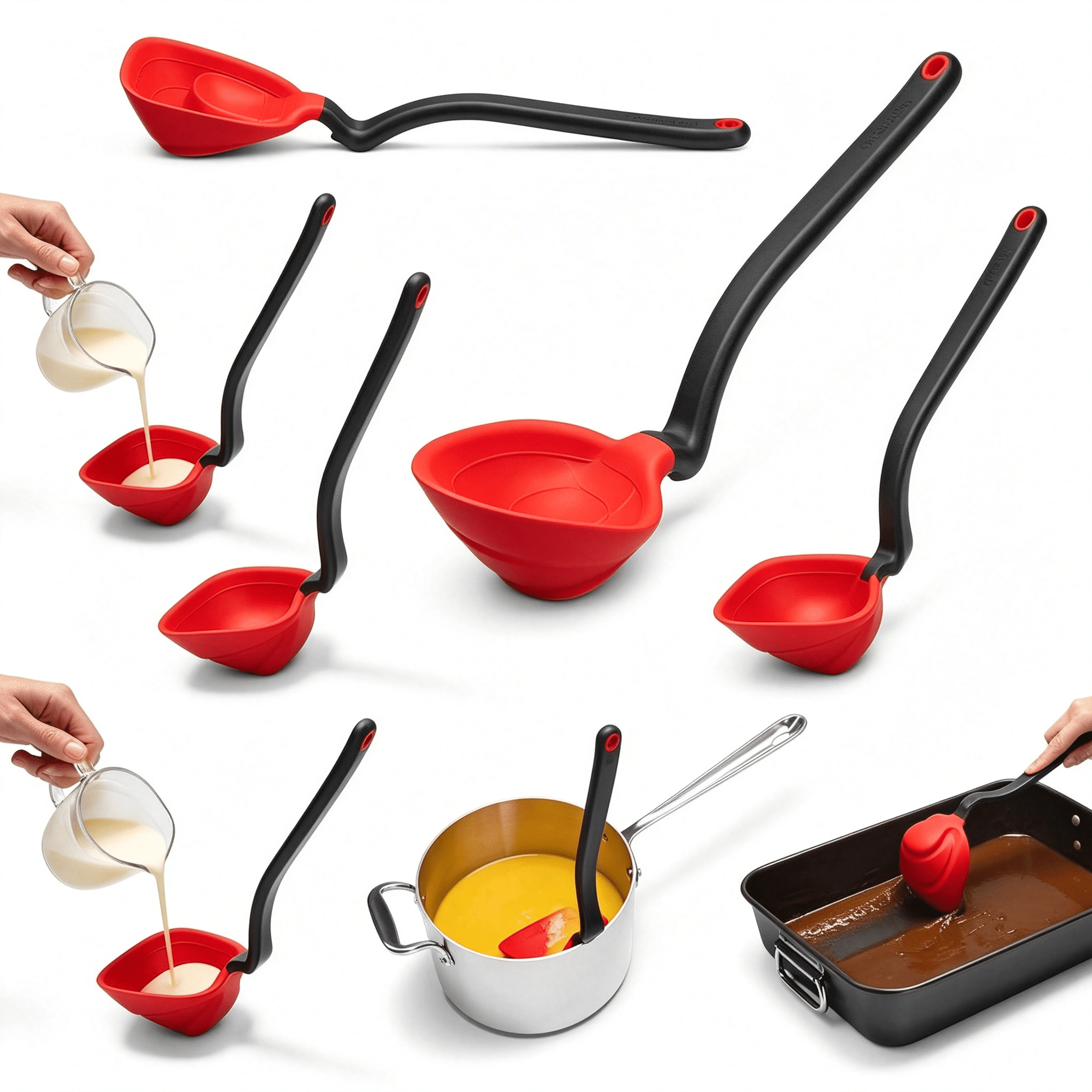 BPPEG Fold-Flat,Space-Saving Serving & Cooking Ladle Measures Up to 1/2 ...
