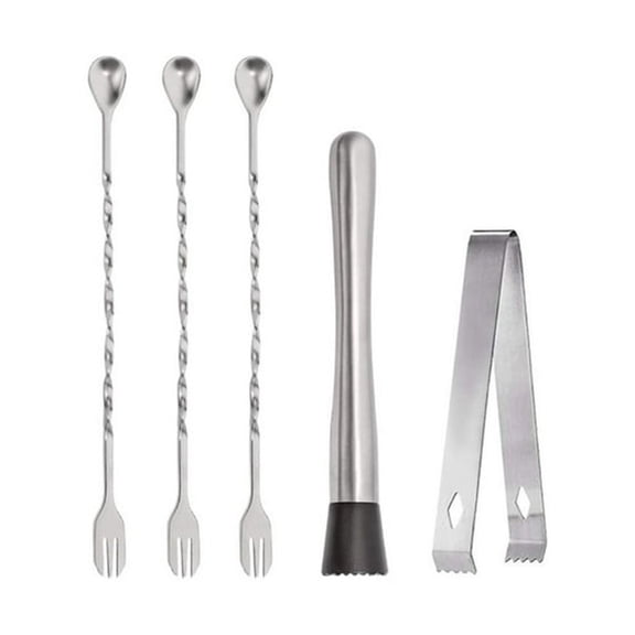 BPPEG Food Blender Cocktails Muddler and Bar Spoon Cocktail Mixing Spoon Stainless Steel Cocktail Muddler Stirrer Cocktail Spoon Long Handle Bar Accessories Tools for Fruit Drinks,Silver