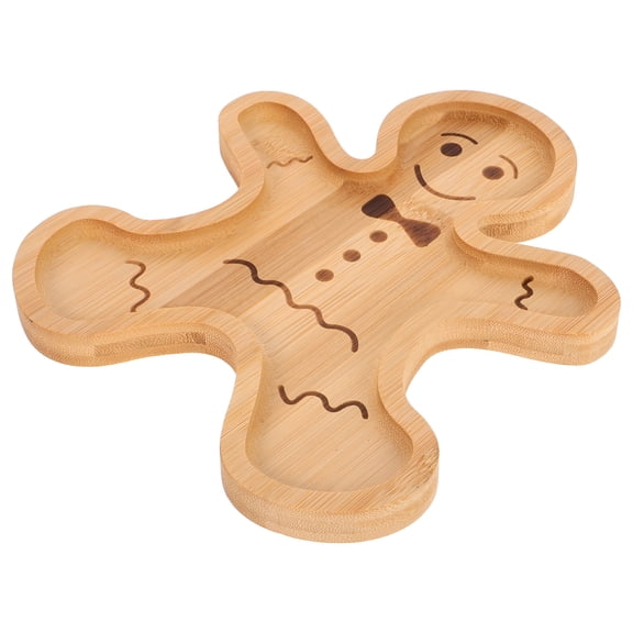 BPPEG Gingerbread Man Plates Bamboo for Holiday Parties and Decorative Use 1 Set