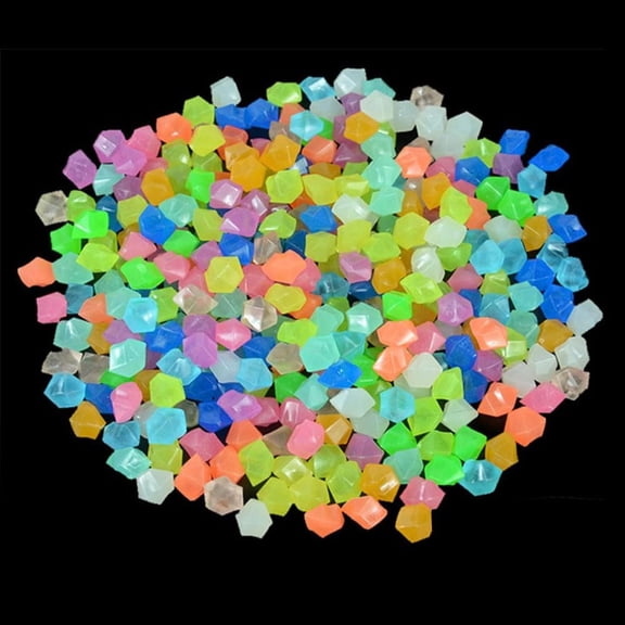 BPPEG Glow in the Dark Stones,100Pcs Glowing Rocks Luminous Stone for Vase Fillers Fish Tank Aquariums Rocks Fake Jewels Crysetal Plastic Jewels Gem Pebbles Decorations Powered by Light Or Solar