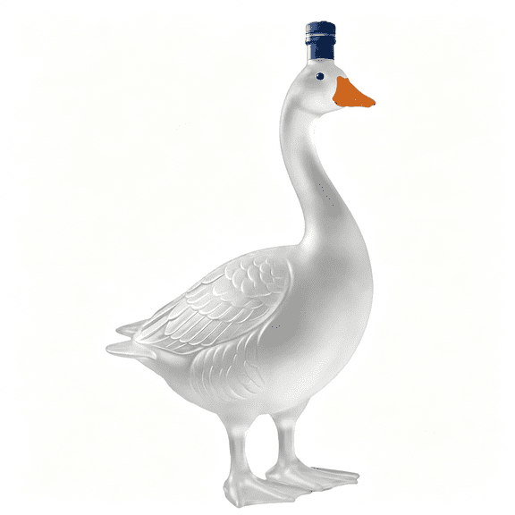BPPEG Goose 30th Anniversary Vodka Bottle Spill-Free 3D Swan Decanter 350ml Borosilicate Glass Whisky Wine Spirits Carafe Home Bar Ornament (Matte)