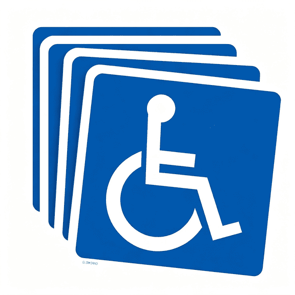 BPPEG Handicap Sign Stickers,Disabled Wheelchair Symbol,Easy to Apply and Peel,Vinyl Laminated,Indoor Outdoor Handicap Sticker (4.7X4.7"5 Pcs) Blue