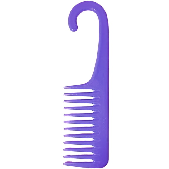 BPPEG Hanging Shampoo Comb Wide Tooth Detangling Hair Comb with Shower Hook Lightweight,Durable Wet/Dry Scalp and Curly Hair Tool Versatile Shower Comb (Purple)