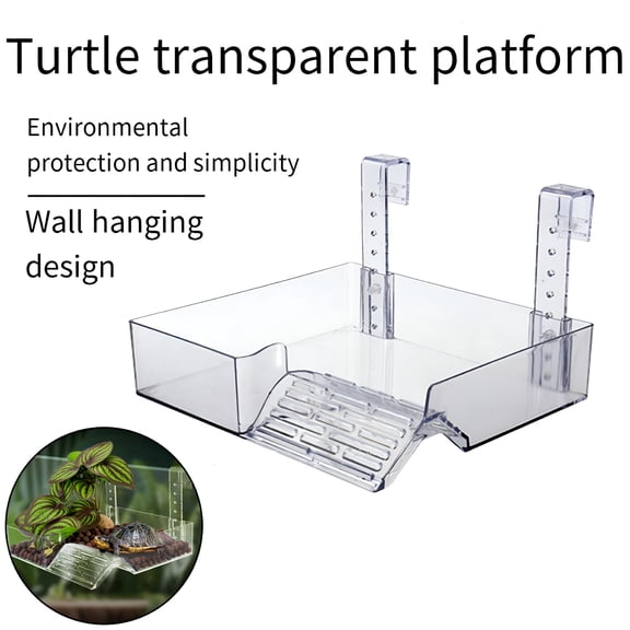 BPPEG Hanging Turtle Basking Platform, Adjustable Acrylic Reptile Ramp Dock for Aquatic Tanks, Floating Terrace with Gentle Slope for Turtles, Lizards, and Frogs, 6.5 x 4.5 Inch