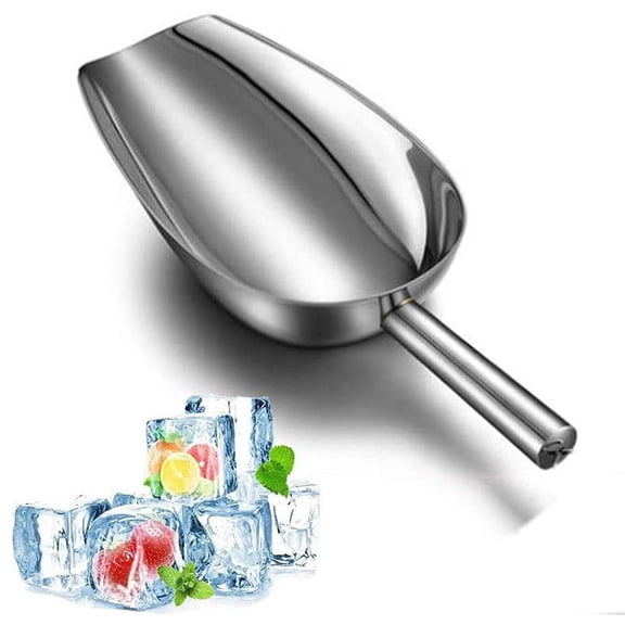 BPPEG Heavy Duty Stainless Steel Ice Scoop,8 Inch Multi-Purpose Food Scoop for Ice Coffee Beans Flour,Rust-Proof Commercial Grade,Ergonomic Handle Kitchen Scooper for Popcorn Candy Cat Litter