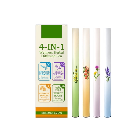 BPPEG Herbal Diffuser Pen 4-Pack for Sleep Support and Focus Boost Sleep Support Herbal Diffuser Pen