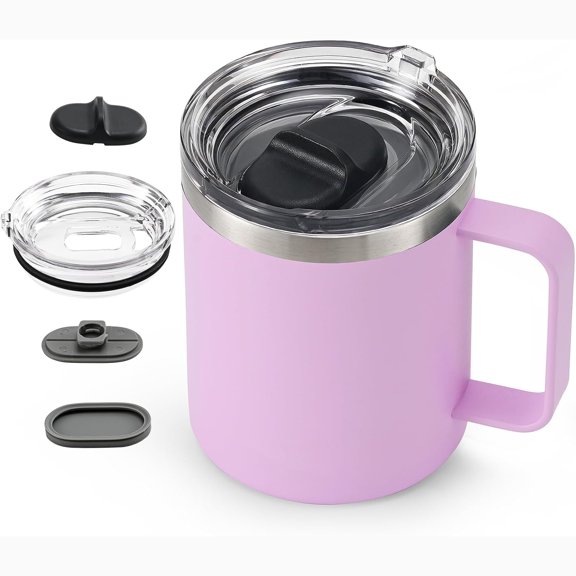 BPPEG Insulated Travel Coffee Mug with Handle,Coffee Tumbler Cup 12Oz|Detachable Lid for Thoroughly Clean,Thermal Cup with Double-Wall Stainless Steel Vacuum Insulation,Spill Proof&Bpa Free