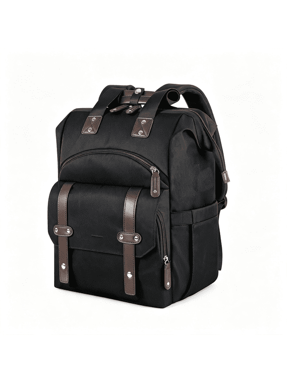 Laptop Backpack for Women, Work Doctor Teacher Nurse Wide Open College 15.6 Inch Laptops Backpack Purse Travel Water Resistant Rfid Computer Bag for Men Women Black