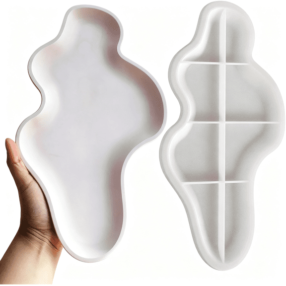 BPPEG Large Irregular Tray Resin Concrete Molds,Cloud Shape Tray Silicone Mold,Creative Storage Container Trinket Jewelry Plate Dish Vanity Candle Holder Epoxy Casting Mold Wedding Christmas Decor