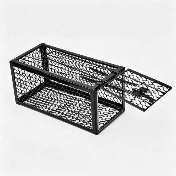 BPPEG Live Rat Trap Indoor/Outside - Squirrel Trap for Chipmunk, Small Rabbits, Weasel and Similar-Size Rodents, Fully Assembled, Black, 5x5x9"