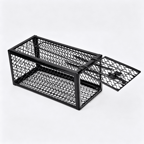 BPPEG Live Rat Trap Indoor/Outside - Squirrel Trap for Chipmunk, Small Rabbits, Weasel and Similar-Size Rodents, Fully Assembled, Black, 5x5x9"