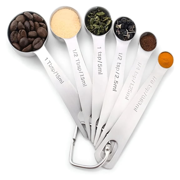 BPPEG Measuring Spoon Sets -Tablespoon Measuring Spoon Premium Heavy Duty 18/8 Stainless Steel Measuring Spoons Cups Set,Small Tablespoon with Metric and Us Measurements,Set of 6 (Silver)