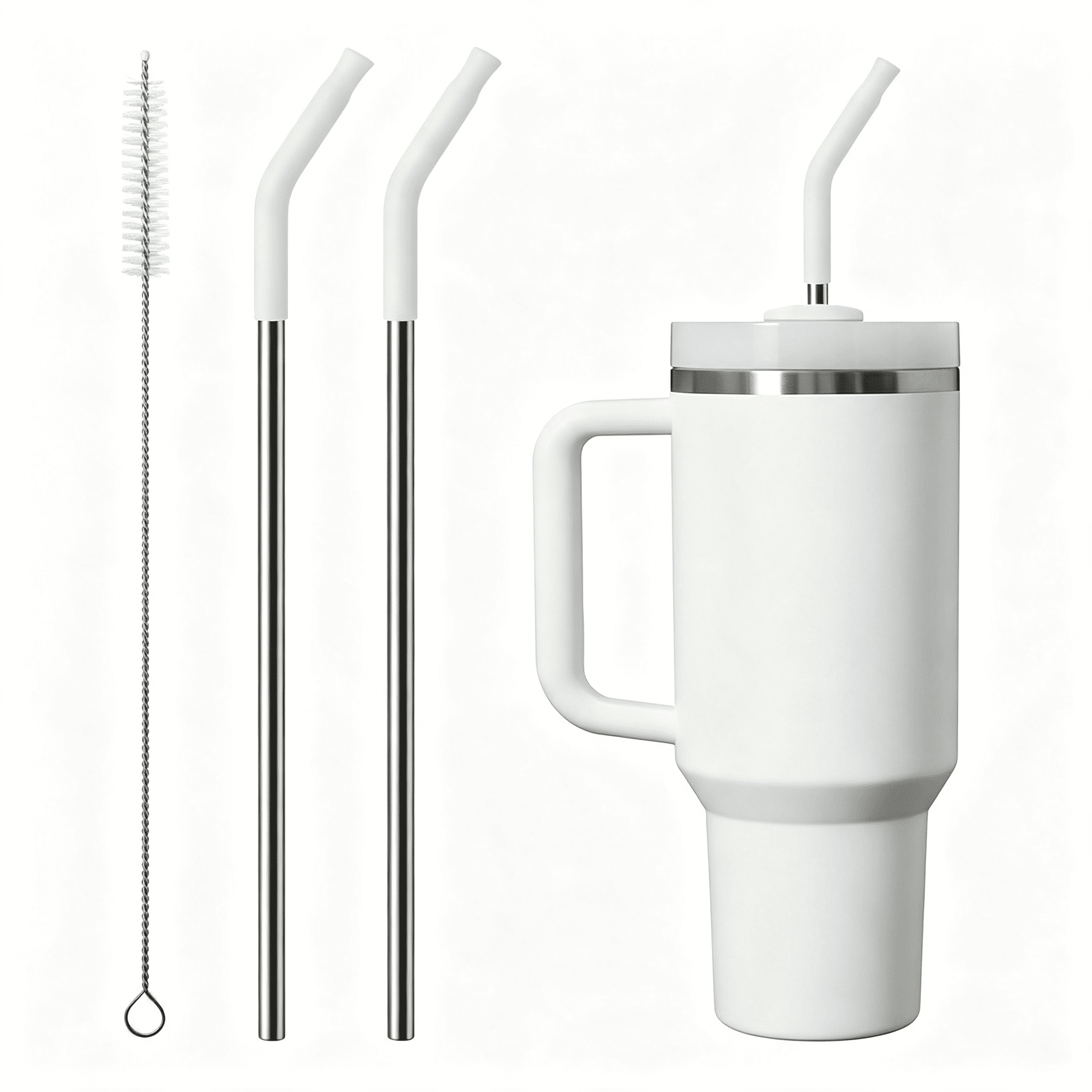 BPPEG Metal Straw with Silicone Tip for 40Oz Cup, 2 Pcs Stainless Steel ...