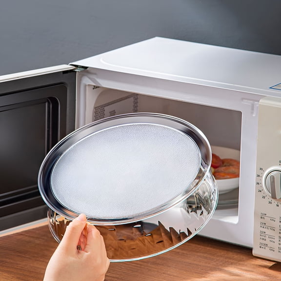 BPPEG Microwave Glass Plate Cover - Heat-Resistant Food Splatter Guard with Steam Vents for Kitchen Cooking