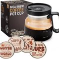 BPPEG Mini Coffee Pot Mug & 4 Funny Coasters Set-16oz Glass Coffee Cup ...