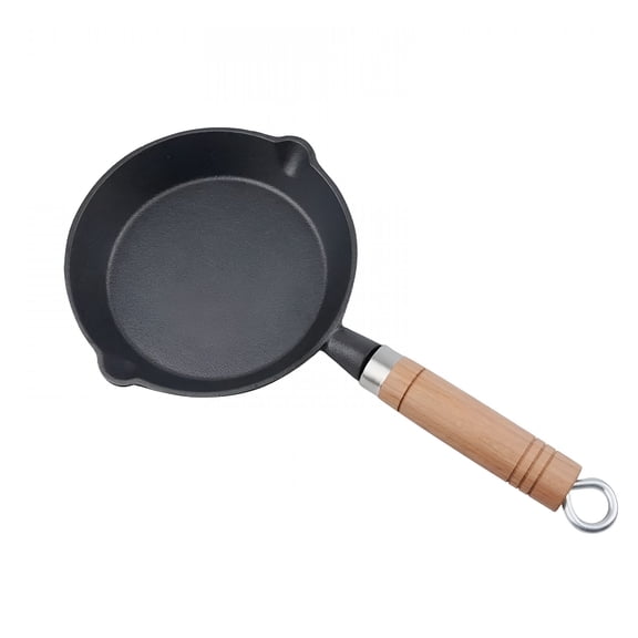 BPPEG Mini Frying Pan,Single Egg Pan Nonstick Serve Eggs Round Omelet Individual Skillet with Long Wood Handle Small Tiny Pans for Home Kitchen Cookware Utensil for Pancake Stove Gas Induction
