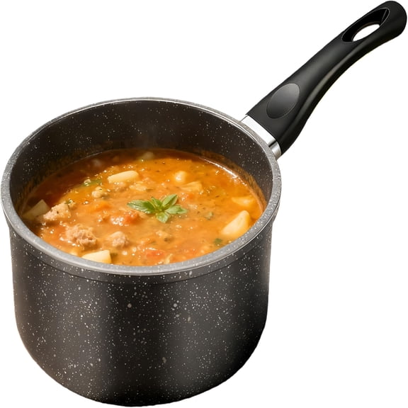BPPEG Nonstick Saucepan,1.5 Quarts Sauce Pan with Swiss Granite Coating,Small Milk Soup Pot with Detachable Handle Multipurpose Induction Compatible,Free