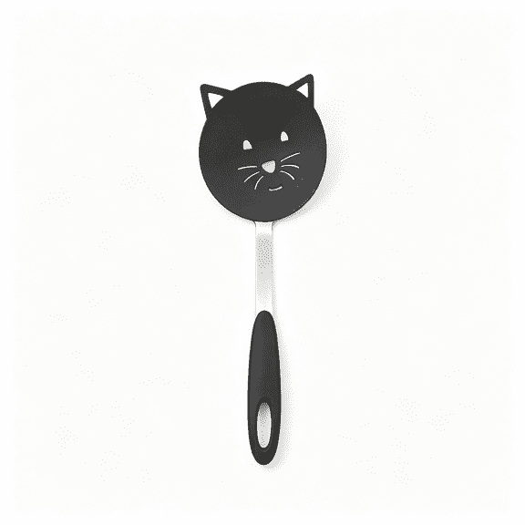BPPEG Nylon Turner Cat Shape Small Heat Resistant Wok Spatula for Non Stick Cookware with Stainless Steel Bracket for Cooking, Fish, Eggs, Pancakes, Fried Rice