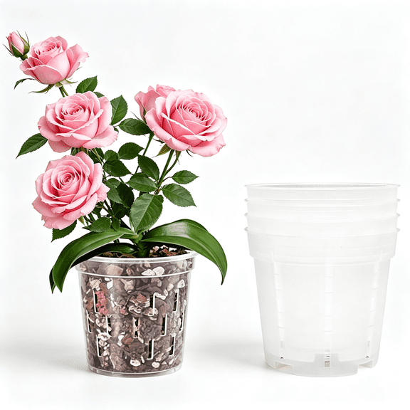 BPPEG Orchid Pot Drainage Holes 4 Pack 4 Inch Clear Plastic Breathable Slotted Pots Repotting-Root Control Planter-Sturdy Plastic Plant Pot Butterfly Orchid Hydroponics Indoor Outdoor