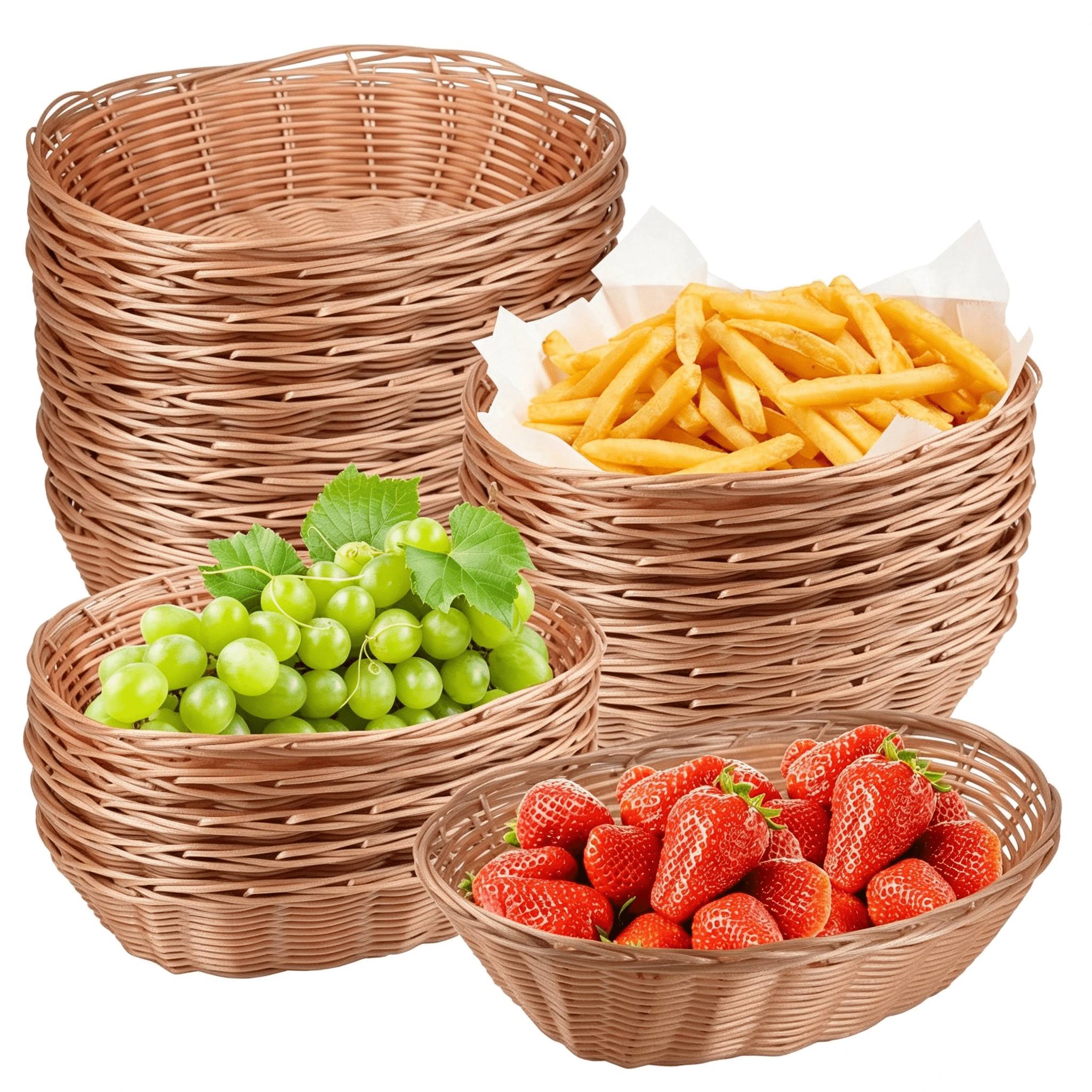 BPPEG Oval Poly Wicker Baskets - Bulk, 21 Pack, Bread Baskets for ...
