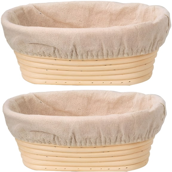BPPEG Oval Rattan Bread Proofing Baskets, Handcrafted Brotform Dough Banneton With Cloth Cover For Home Baking