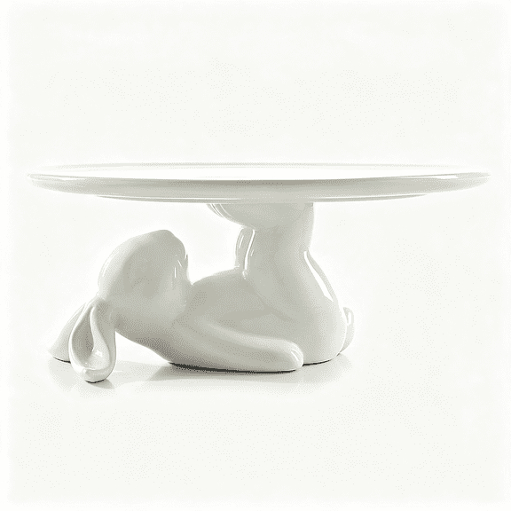 BPPEG Pedestal Cake Stand White Ceramic Bunny Plate Easter Fits 6-8 in Cakes Cute Rabbit Dessert Stand Plate Easter Eggs Cupcakes Cookies Fruit Bunny Decor Easter Parties Festivals 8.3 in